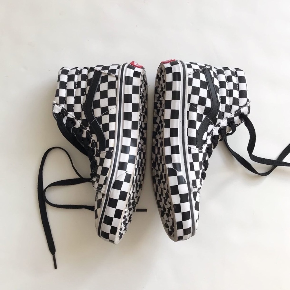 Vans SK8-Hi overprint checkboard sneakers EUC size 1 youth - Picture 2 of 9
